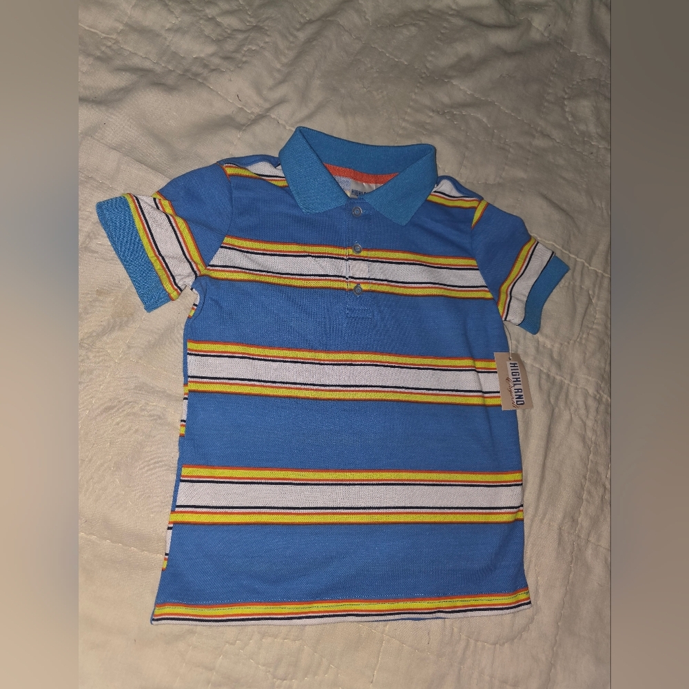 Boys Polo with Blue and Yellow Stripes